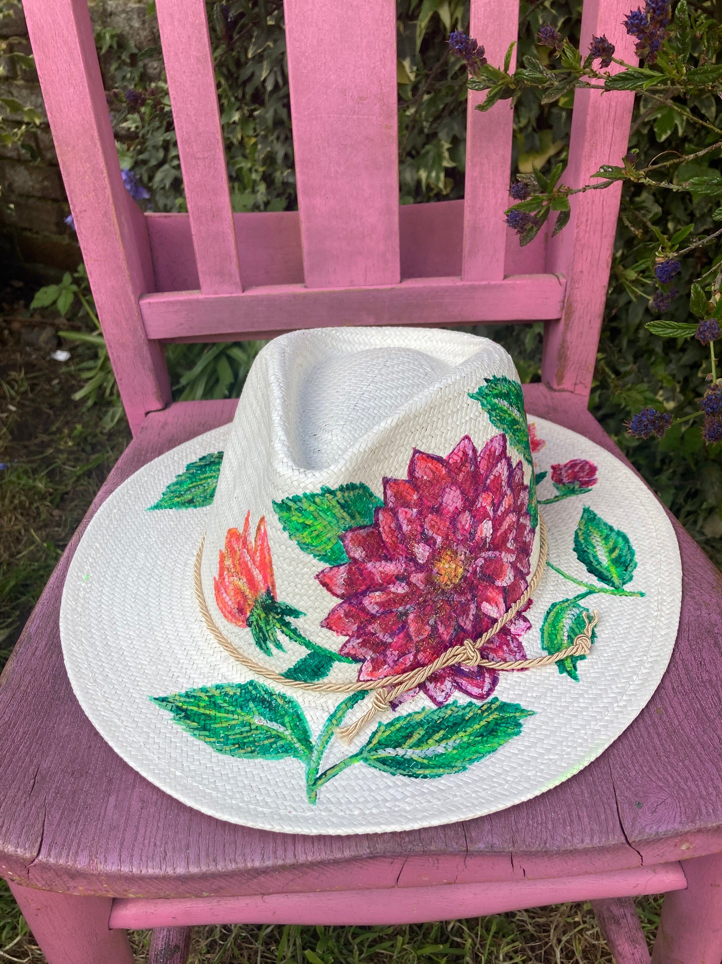 Hand painted fedora straw Sun hats