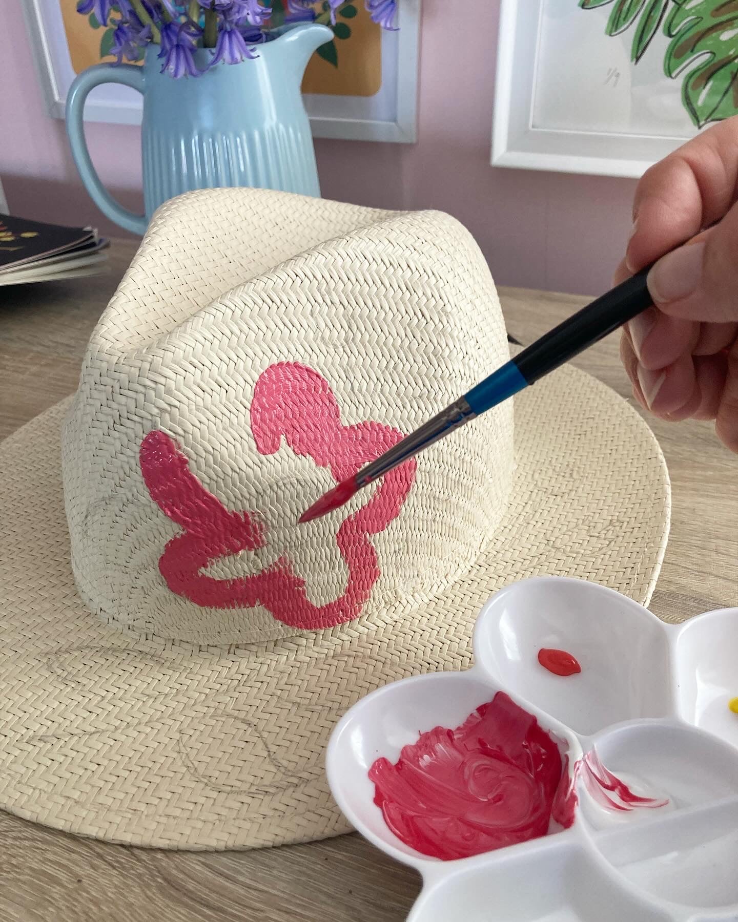 Hand painted fedora straw Sun hats