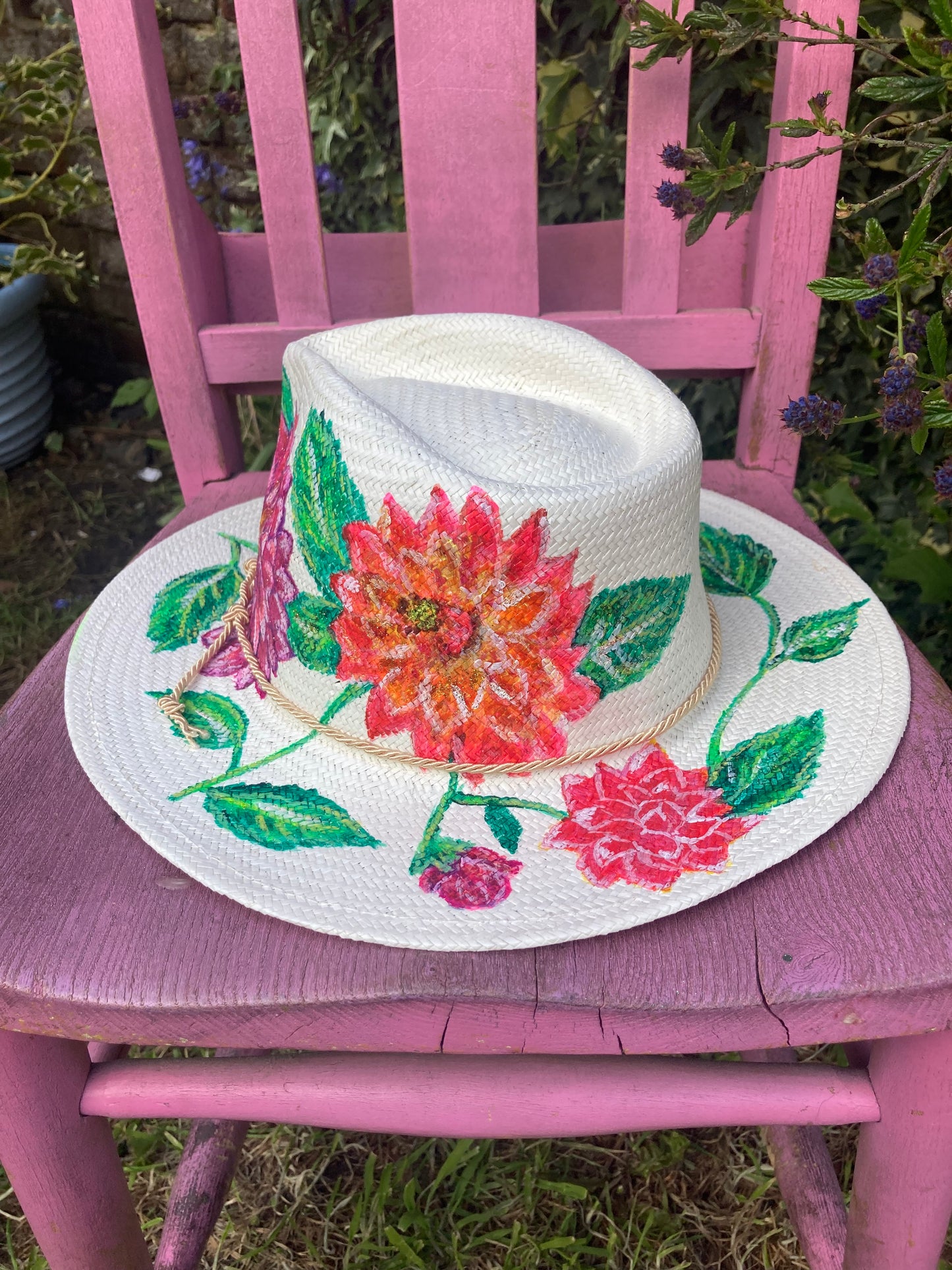Hand painted fedora straw Sun hats
