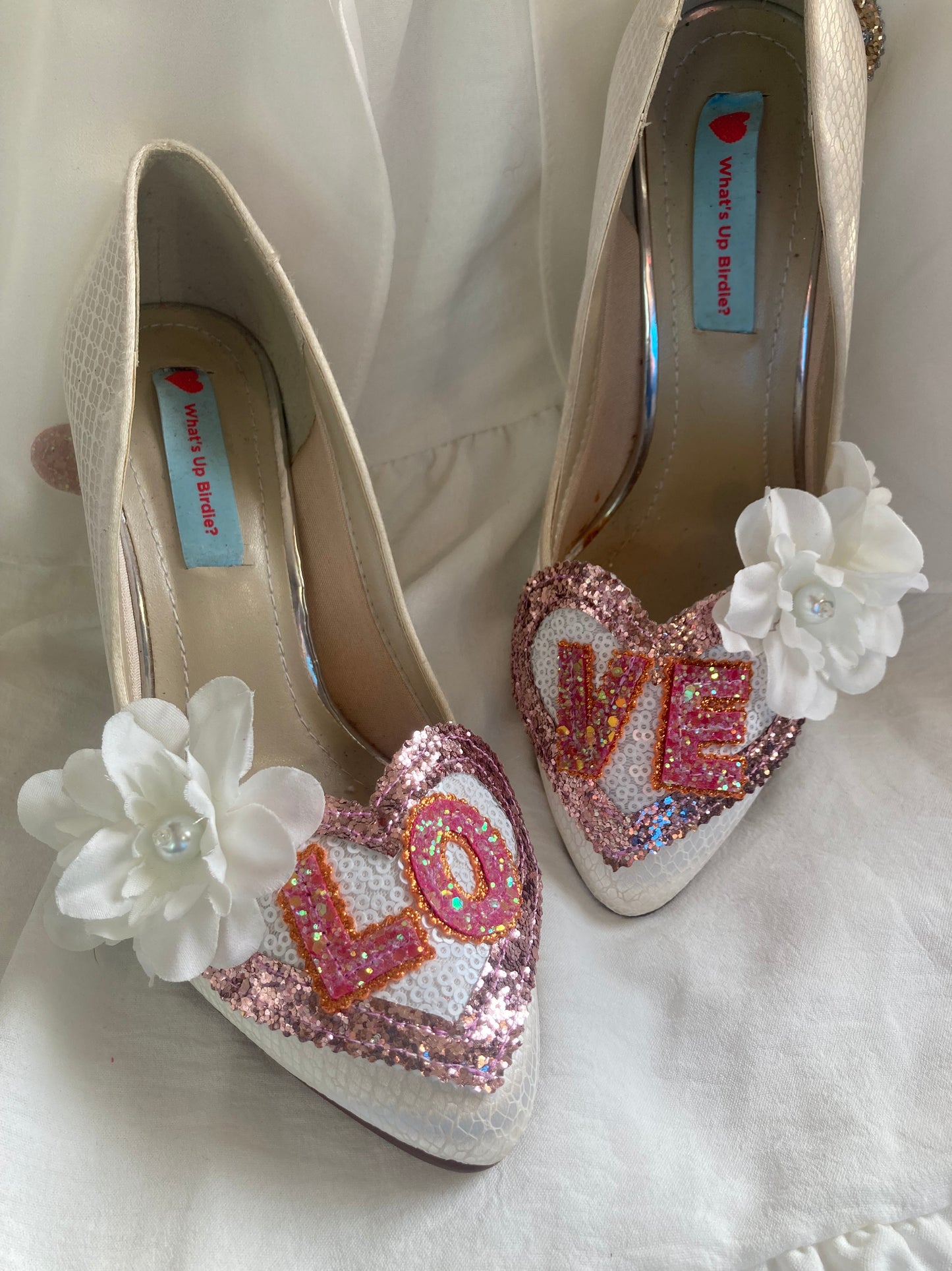 Love flower heart shoe clips
