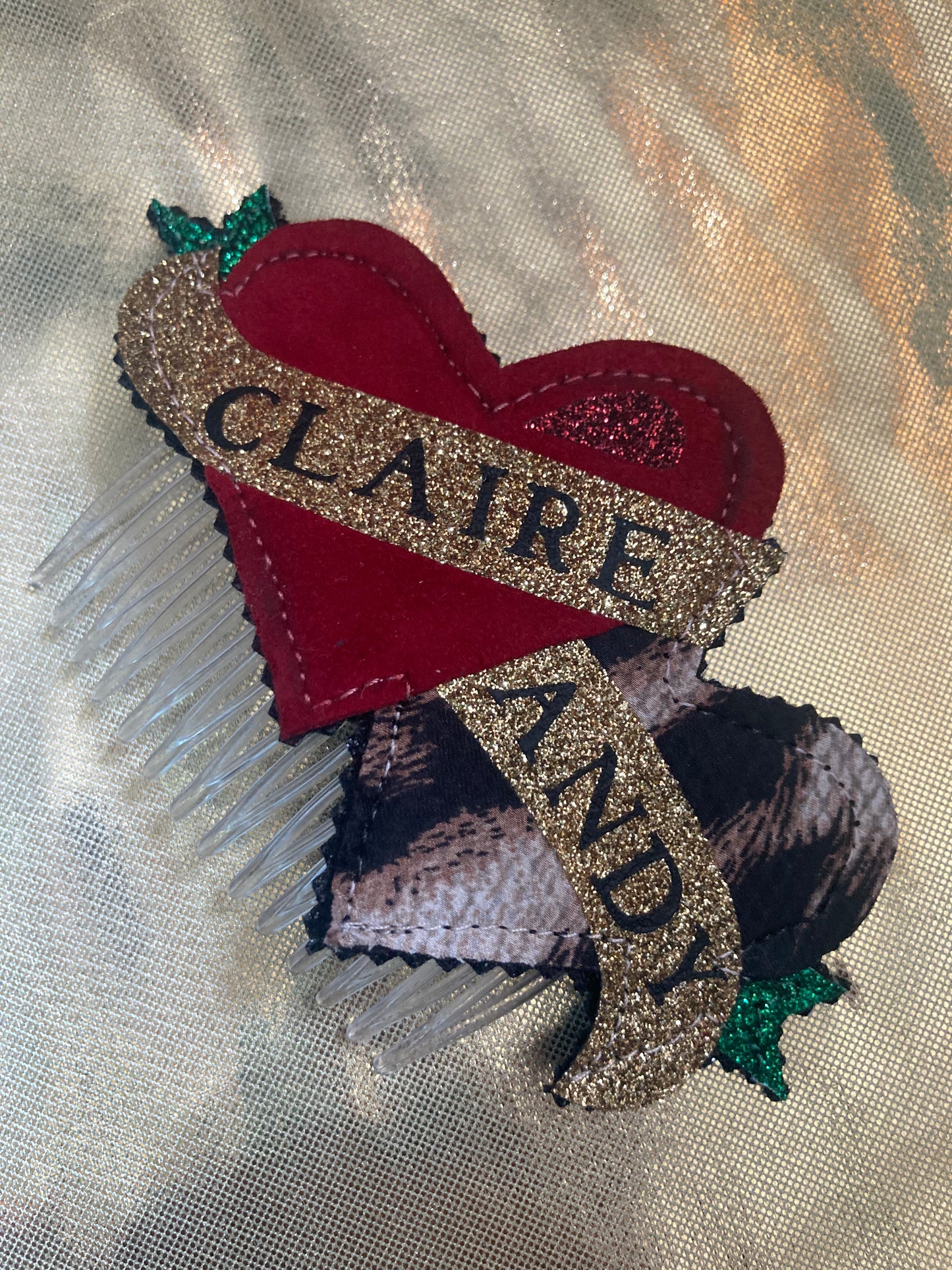 Personalised Heart banner Hair Comb