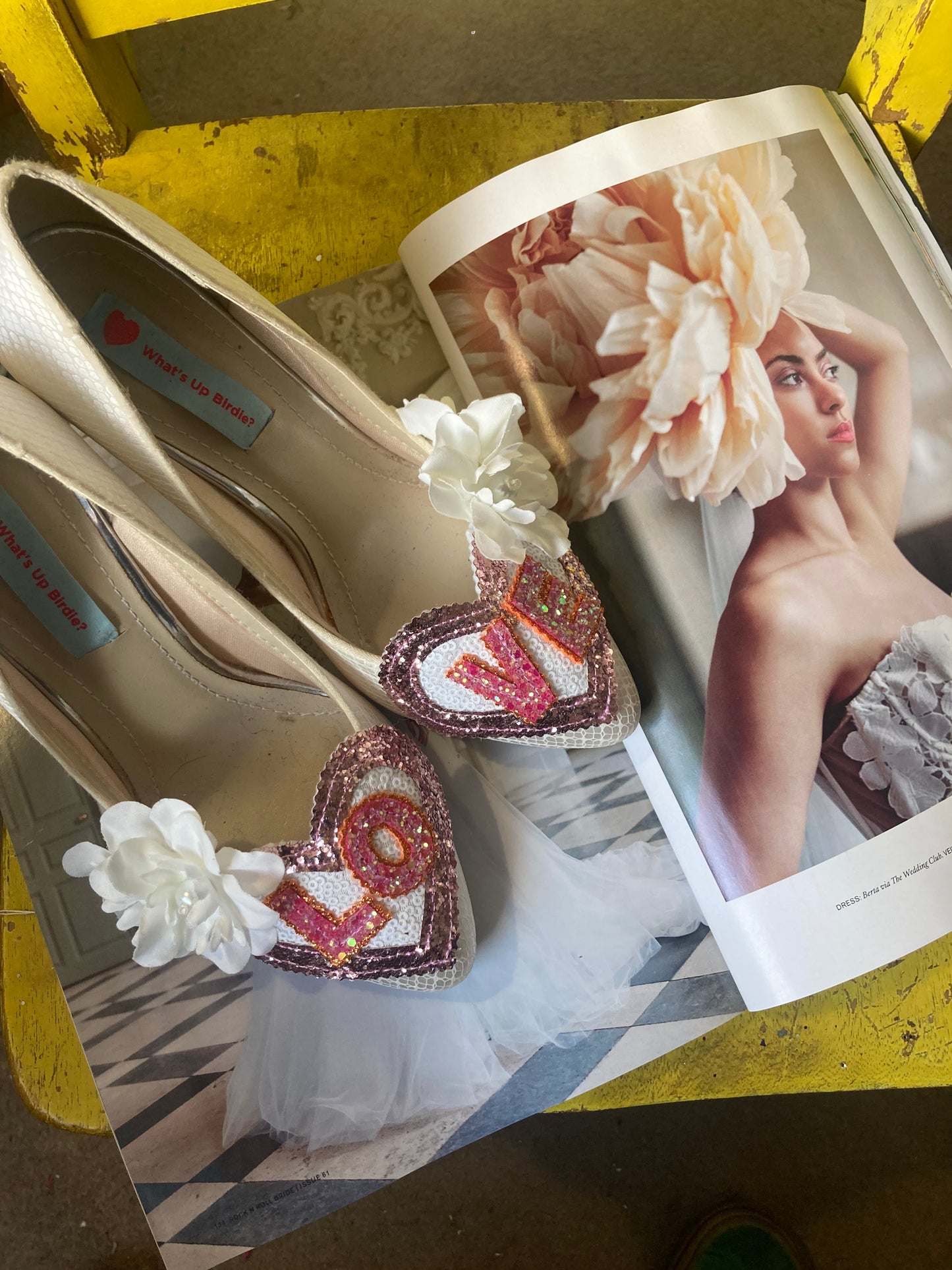 Love flower heart shoe clips