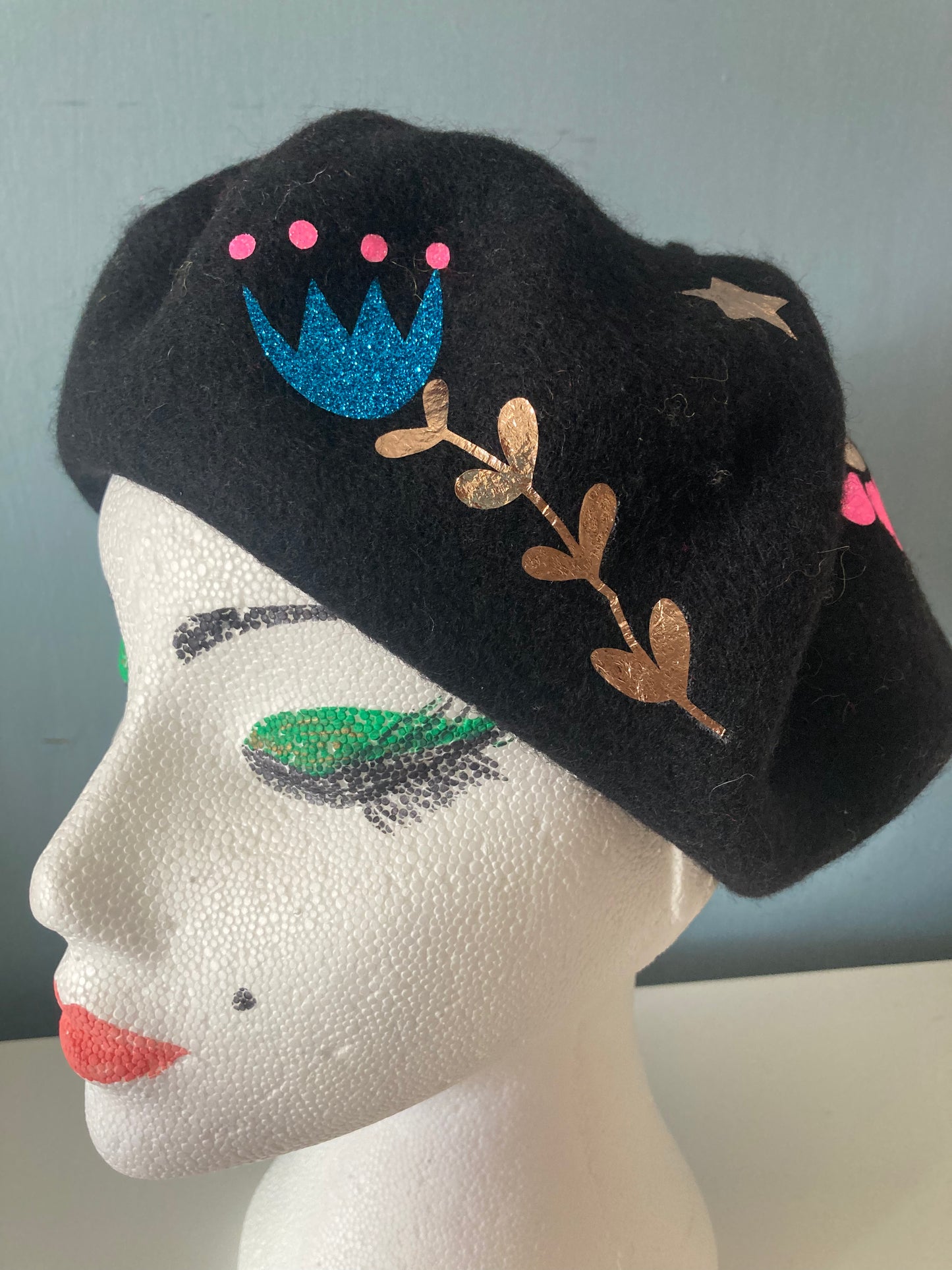Hand printed Wool berets