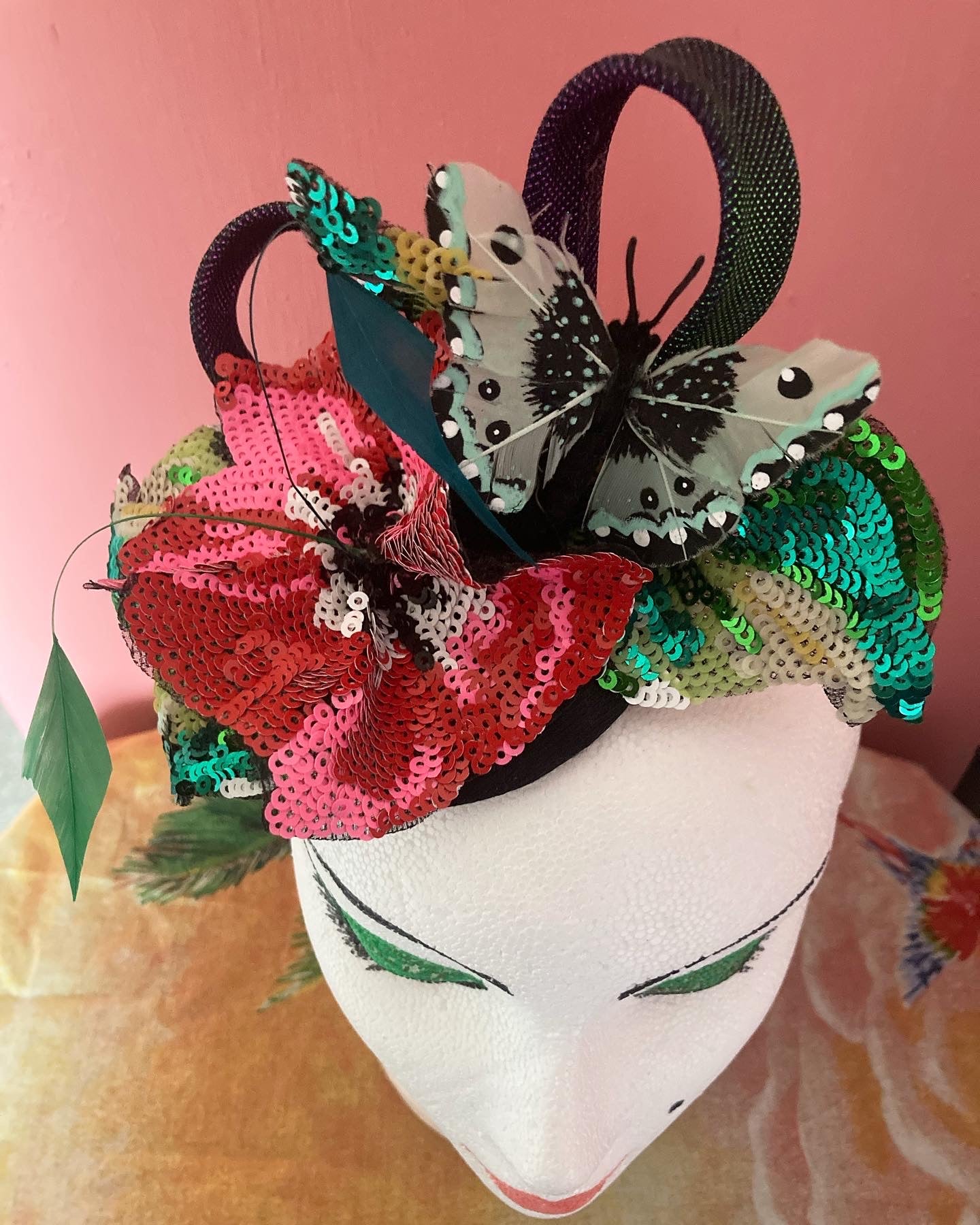 Sequin tropical flower hairband hat, fascinator, hats