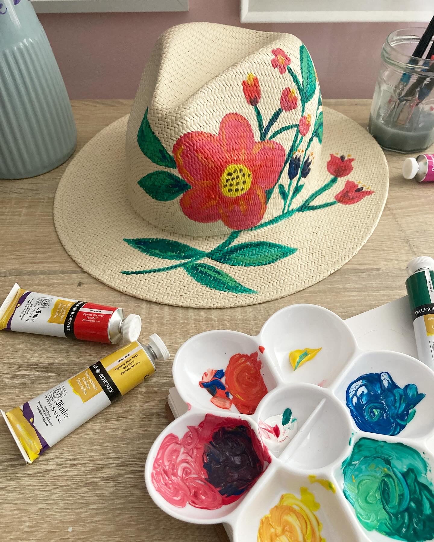Hand painted fedora straw Sun hats
