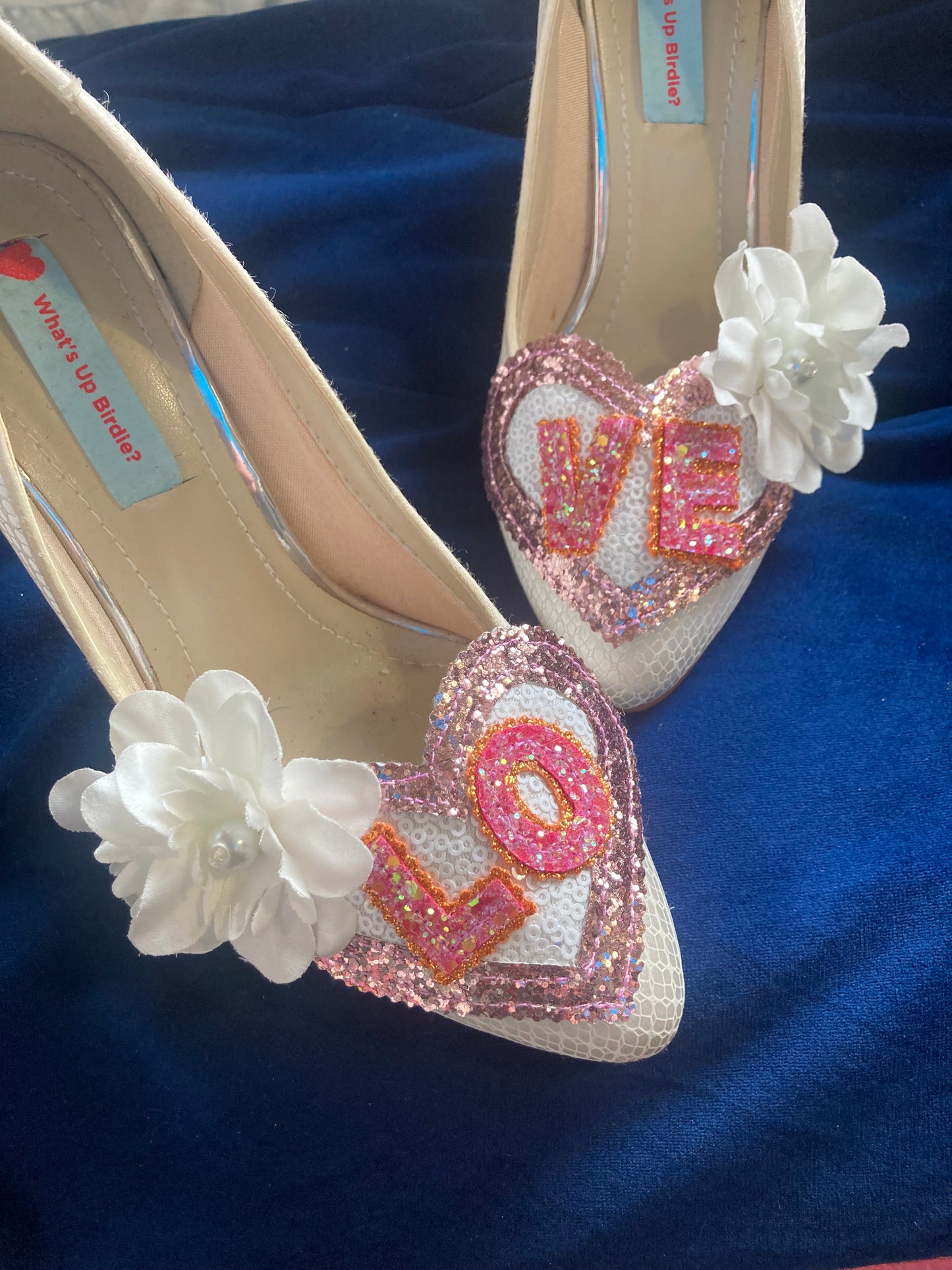 Love flower heart shoe clips