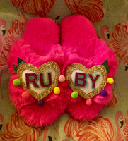 Personalised Fluffy faux fur slippers
