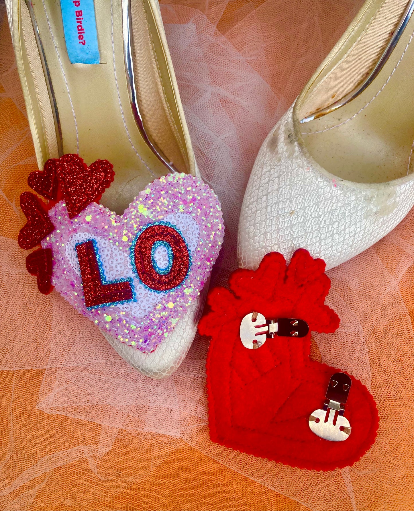 Love heart shoe clips