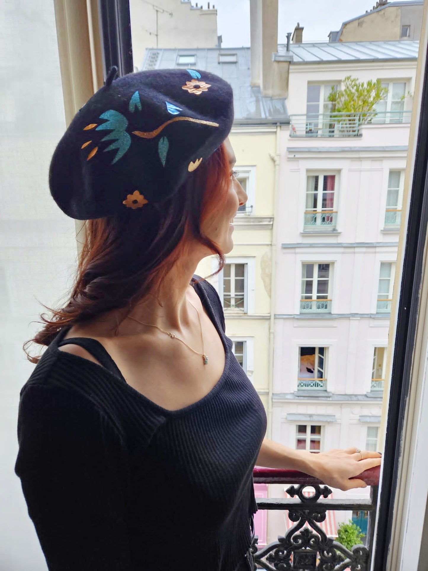 Hand printed Wool berets