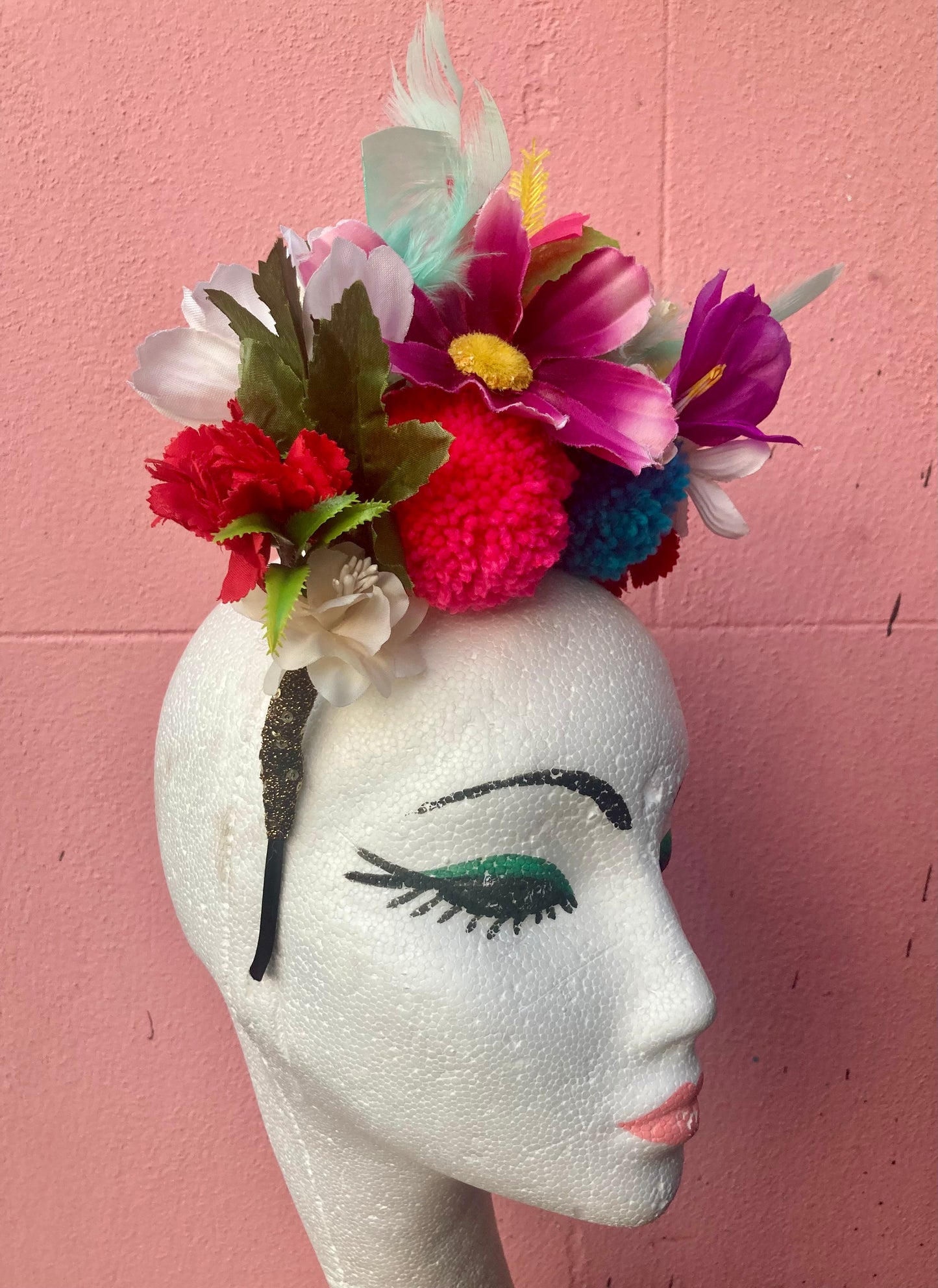 Flower Pom Pom festival hairband