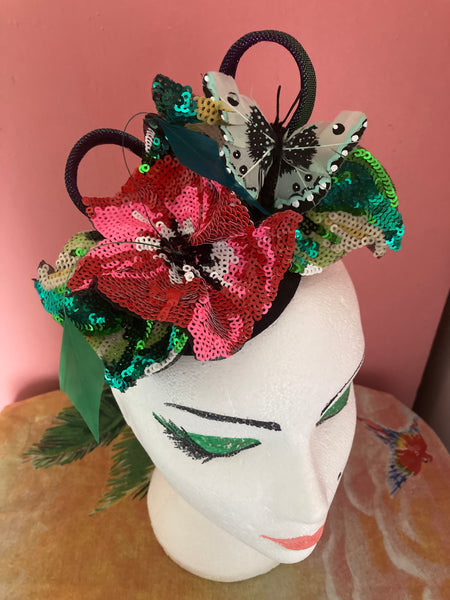 Sequin tropical flower hairband hat, fascinator, hats