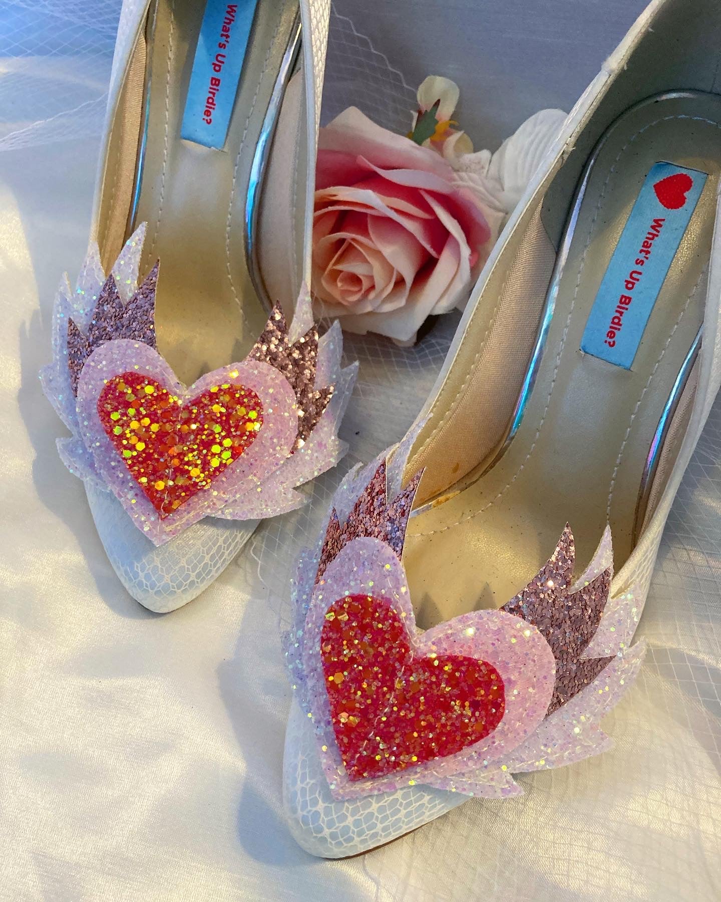 Angel heart shoe clips