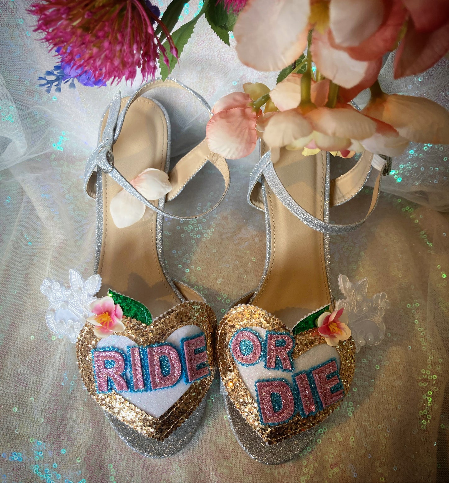 Shoe customisation, party shoes, bride shoes