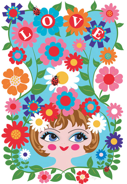 A4 LOVE flower lady print