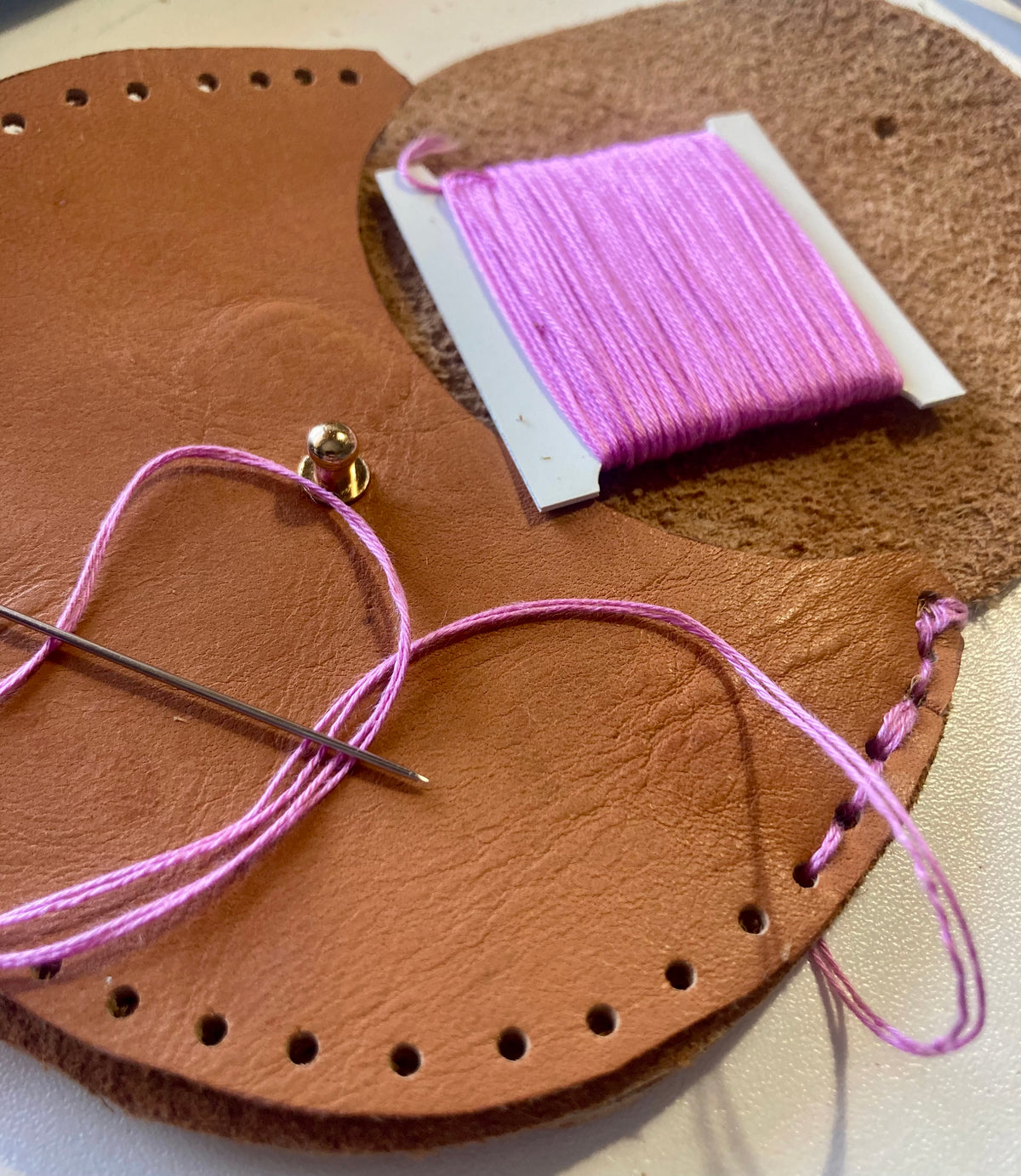 Hand painted leather coin purse