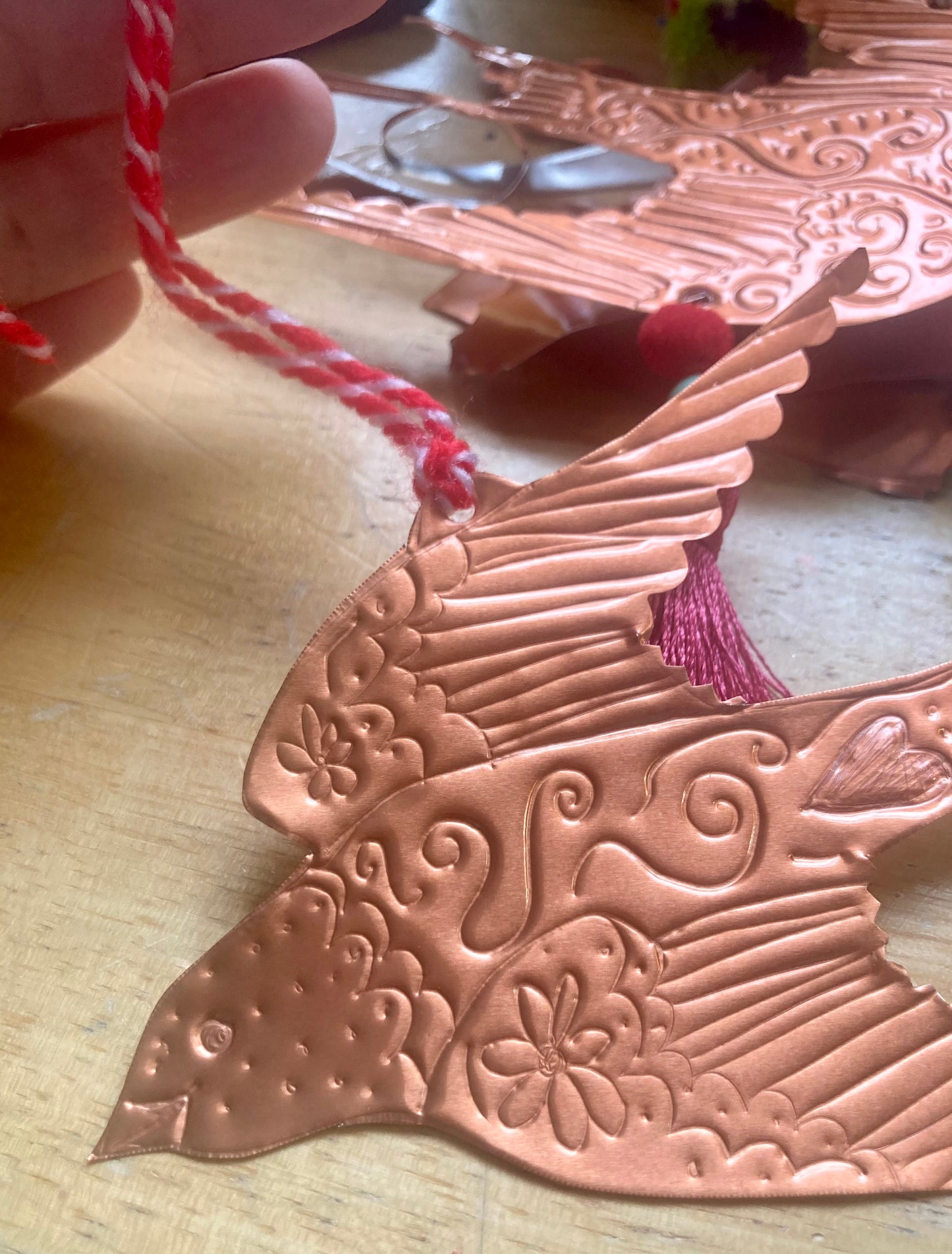 Embossed tin decorations