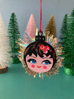 Christmas Wooden angel face baubles no card