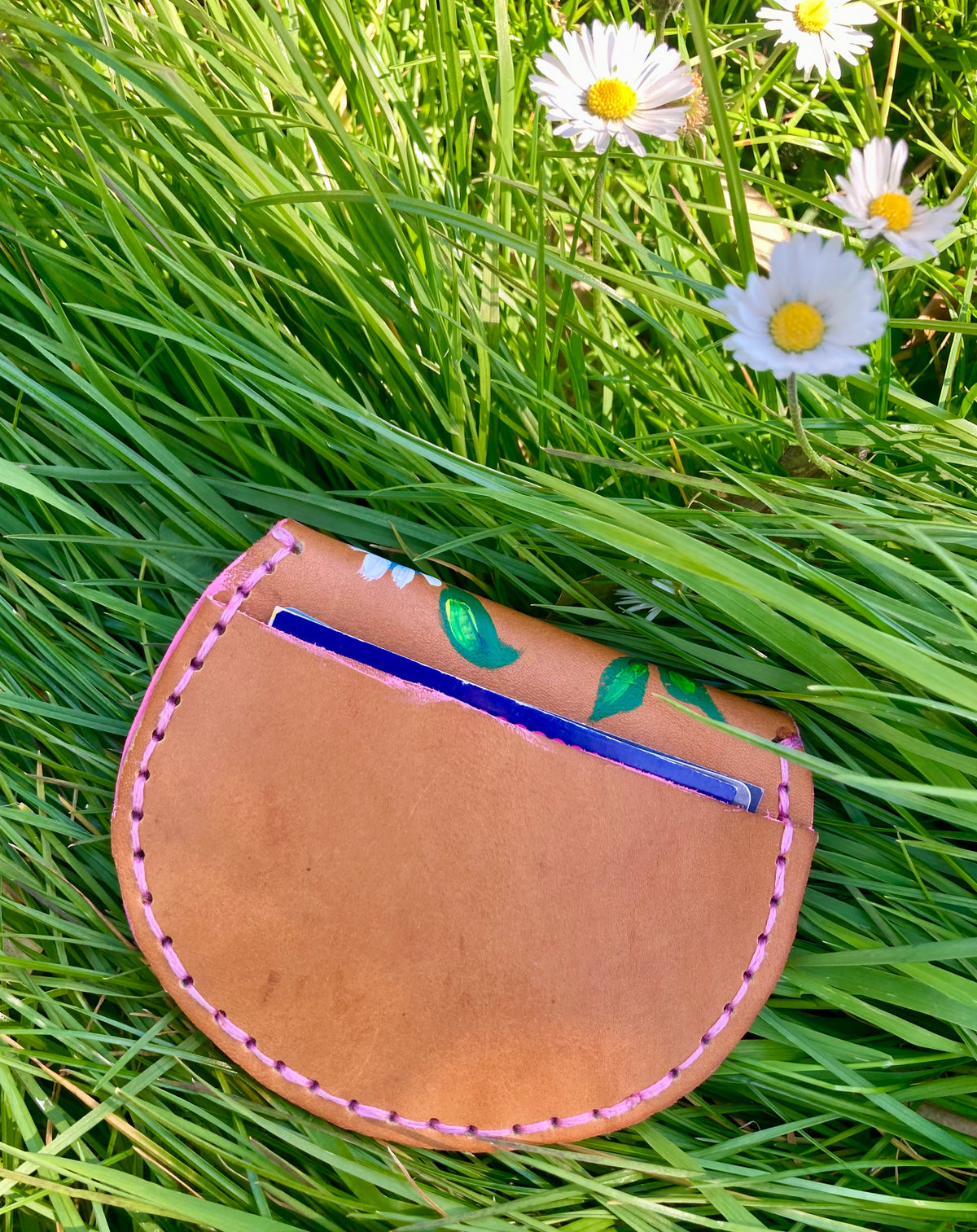 Hand painted leather coin purse