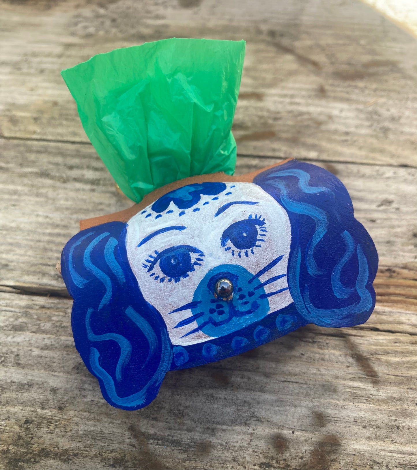 Staffordshire China dog- Dog poop bag holder