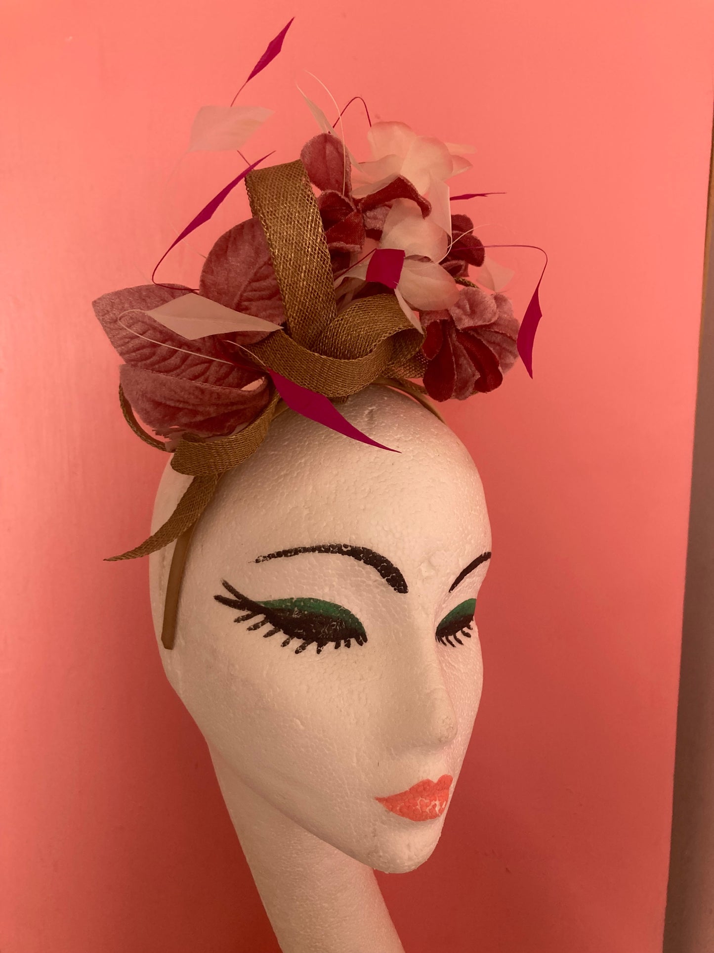 Made to order feather and sinamay Fascinator hat