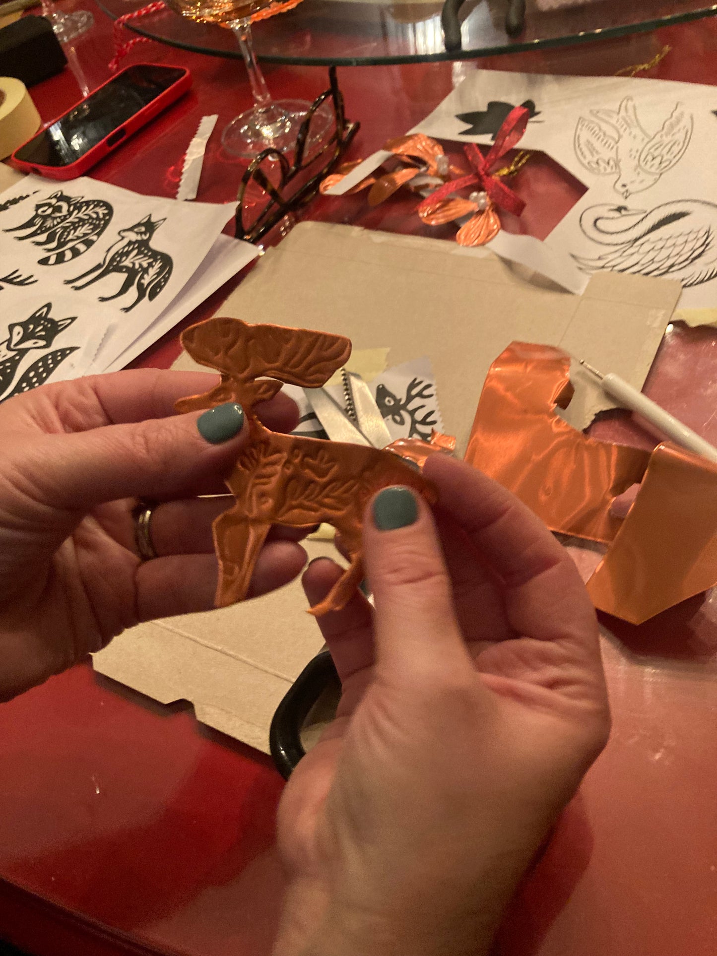 Christmas Embossed Mexican hojalata tin decoration workshops