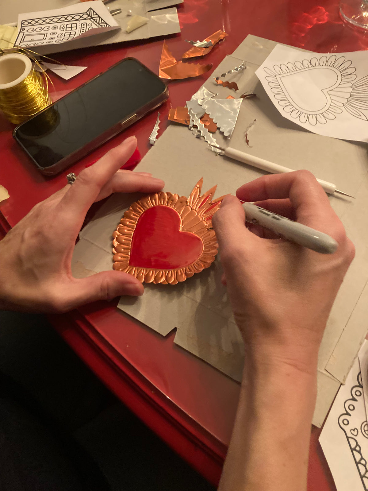 Christmas Embossed Mexican hojalata tin decoration workshops