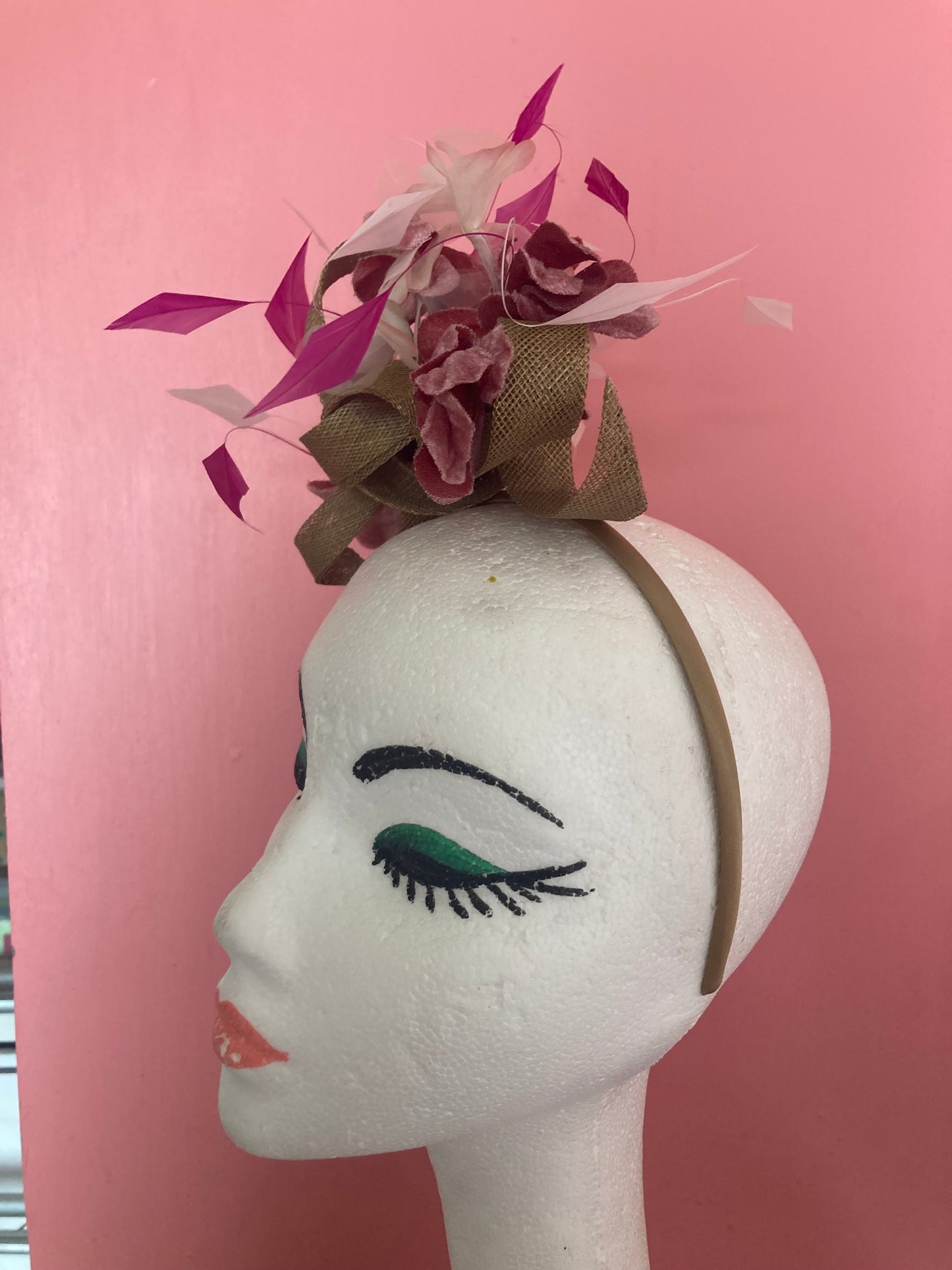 Made to order feather and sinamay Fascinator hat