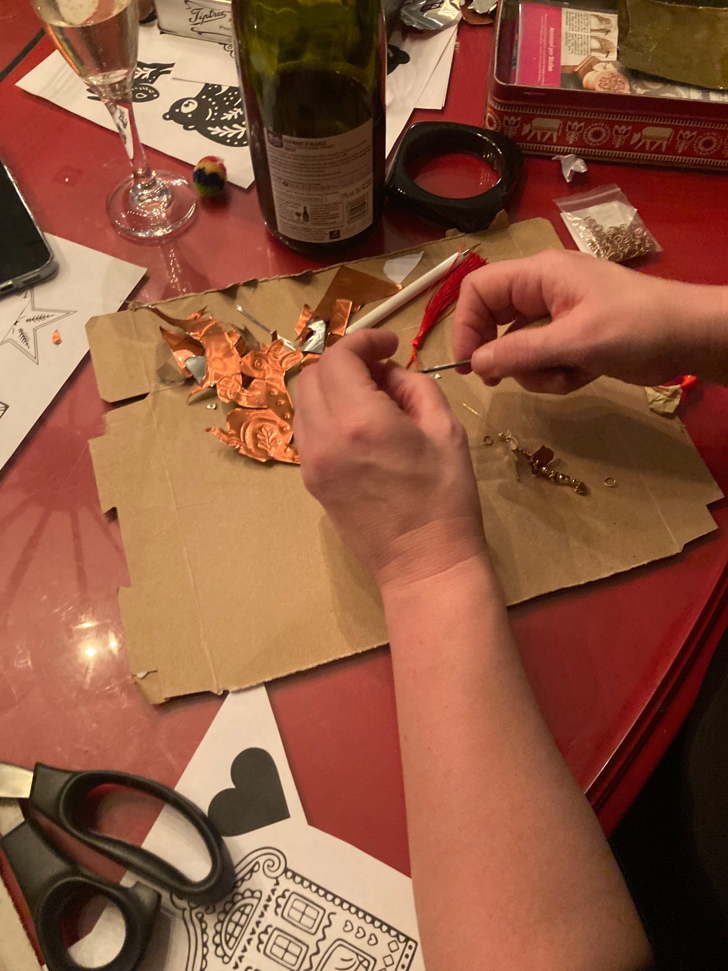 Christmas Embossed Mexican hojalata tin decoration workshops