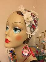 Bridal vintage style LOVE appliqué hat on hair-band