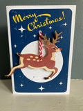 Wooden Christmas reindeer decoration card