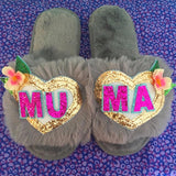 Personalised Fluffy faux fur slippers