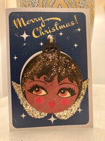 Wooden Christmas Angel bauble card